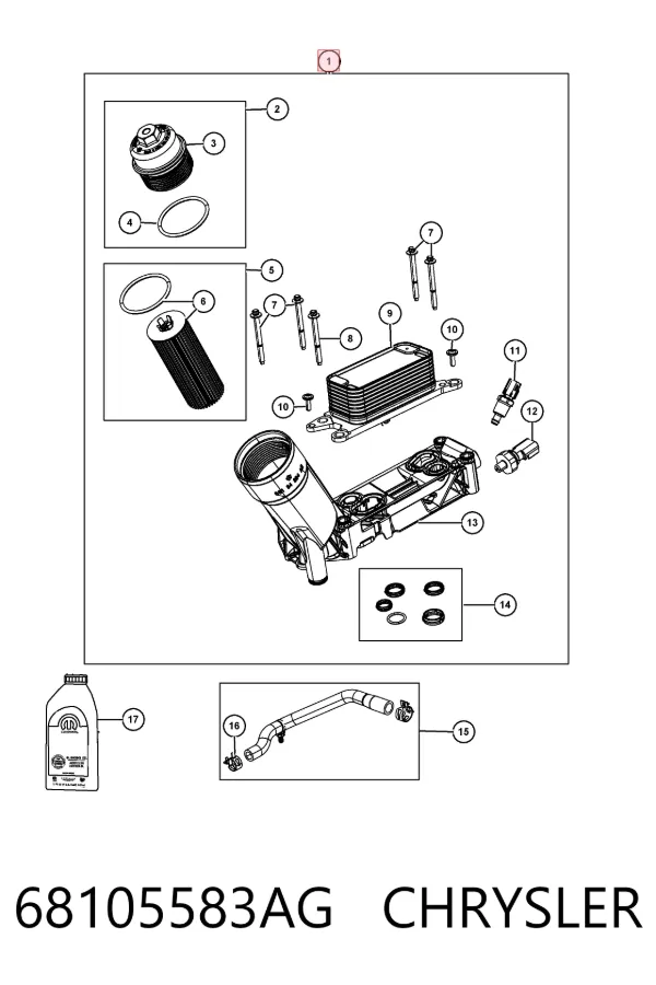 Корпус масляного фільтра 68105583AG Chrysler