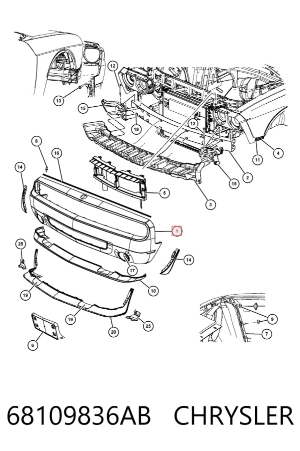 Передній бампер 68109836AB Chrysler