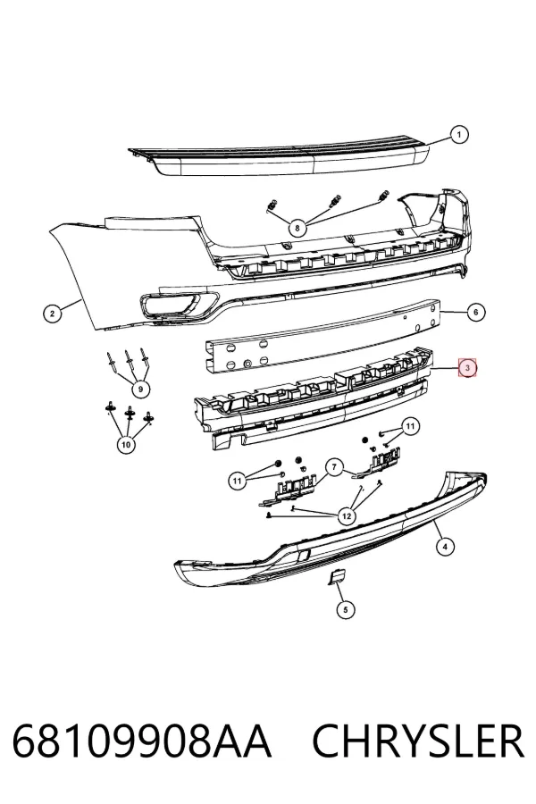 Абсорбер (наповнювач) бампера заднього 68109908AA Chrysler
