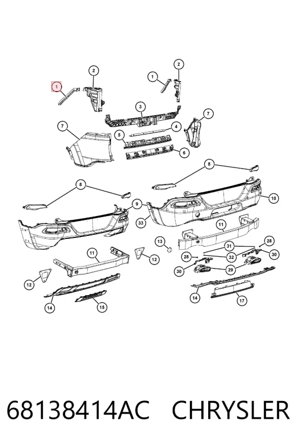 Кронштейн бампера заднього, зовнішній правий 68138414AC Chrysler