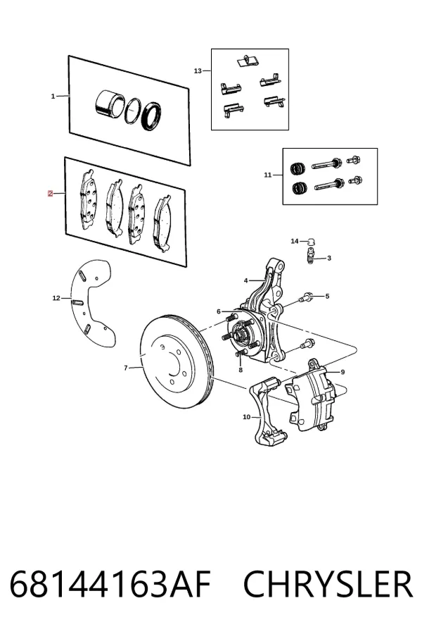 Передні тормозні колодки 68144163AF Chrysler