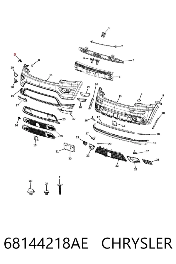 Кронштейн бампера переднього, правий 68144218AE Chrysler