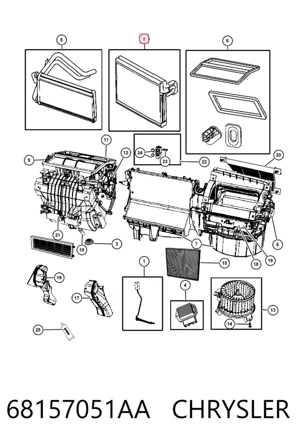 Випаровувач кондиціонера 68157051AA Chrysler