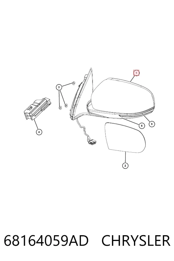 Ліве бокове дзеркало 68164059AD Chrysler