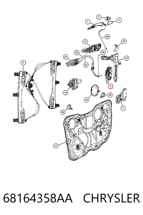 Замок дверки правої передньої 68164358AA Chrysler