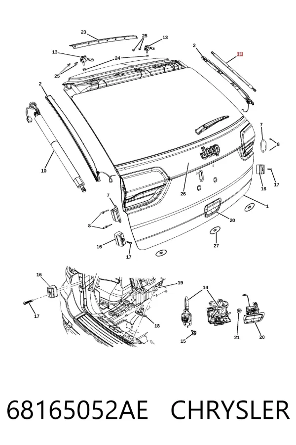 Амортизатор багажника 68165052AE Chrysler