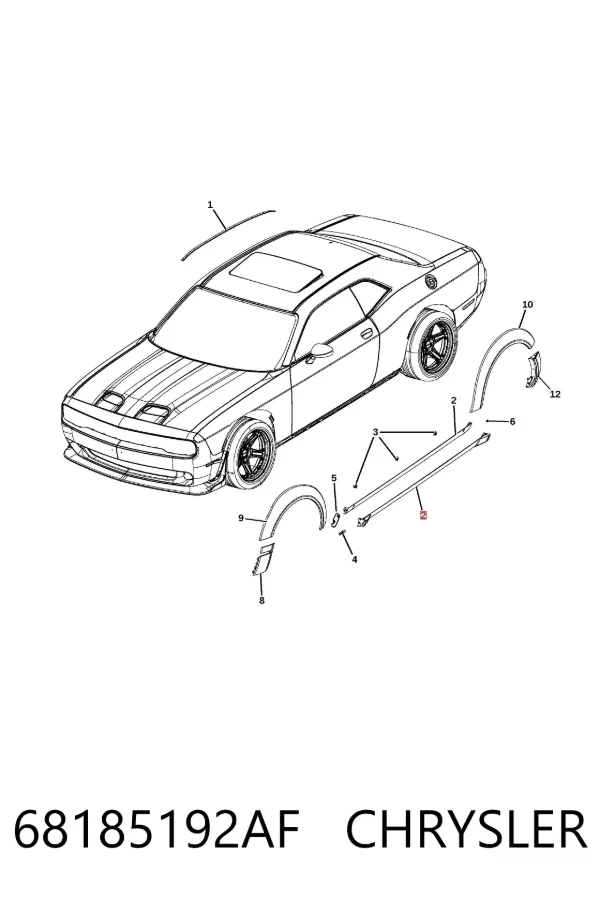 Накладка зовнішня (молдинг) порога, правий 68185192AF Chrysler