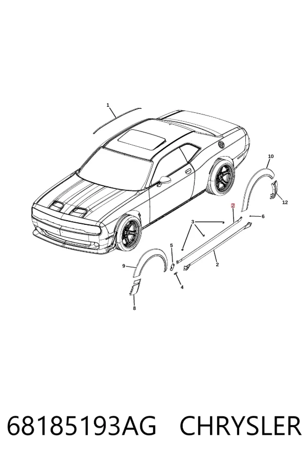 Накладка зовнішня (молдинг) порога, лівий 68185193AG Chrysler