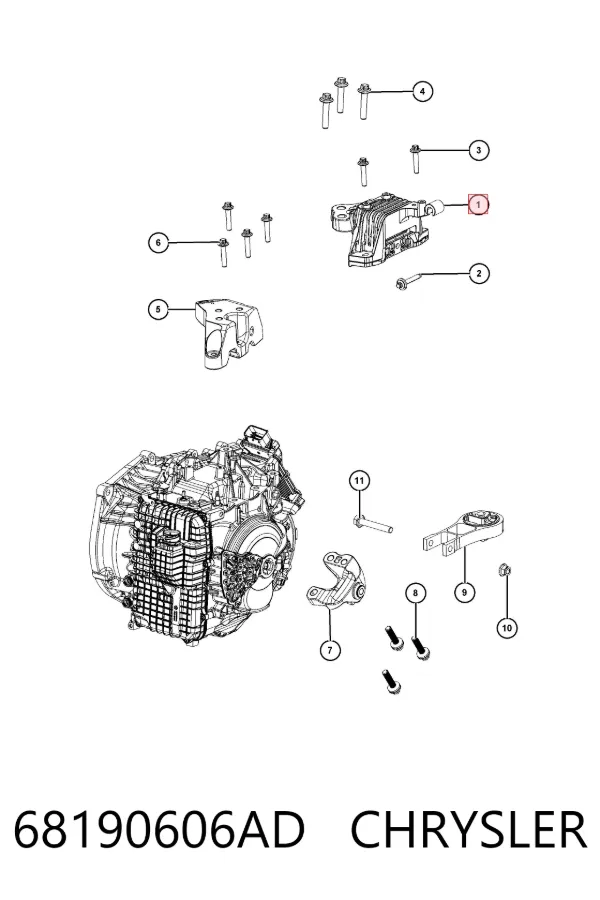 Подушка (опора) двигуна, ліва 68190606AD Chrysler