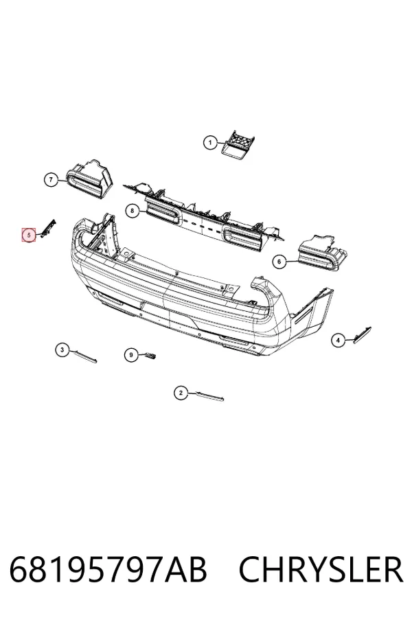 Катафот (відбивач) заднього бампера, лівий 68195797AB Chrysler