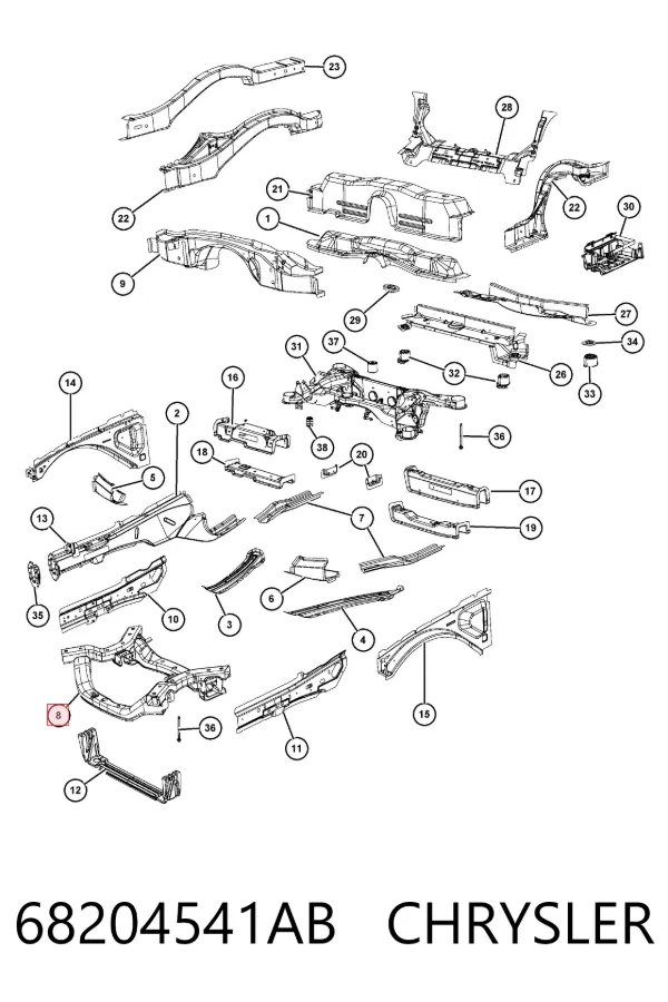 Підрамник передній 68204541AB Chrysler
