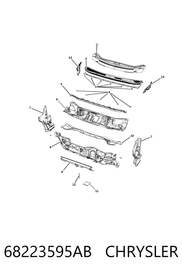 Решітка двірників 68223595AB Chrysler