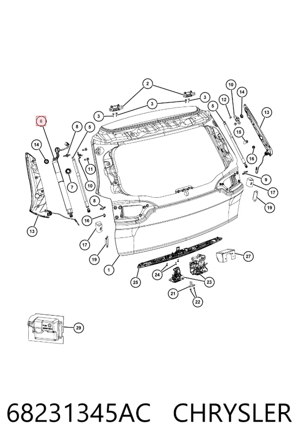 Амортизатор багажника 68231345AC Chrysler