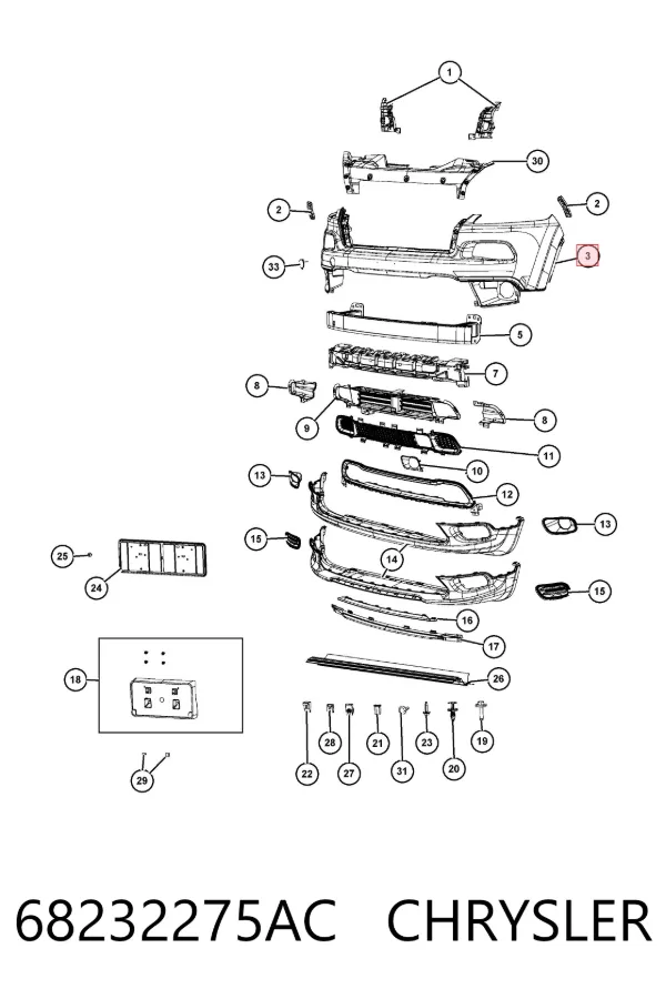 Передній бампер 68232275AC Chrysler