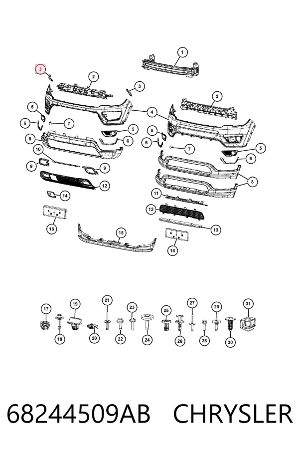 Кронштейн бампера переднього, лівий 68244509AB Chrysler