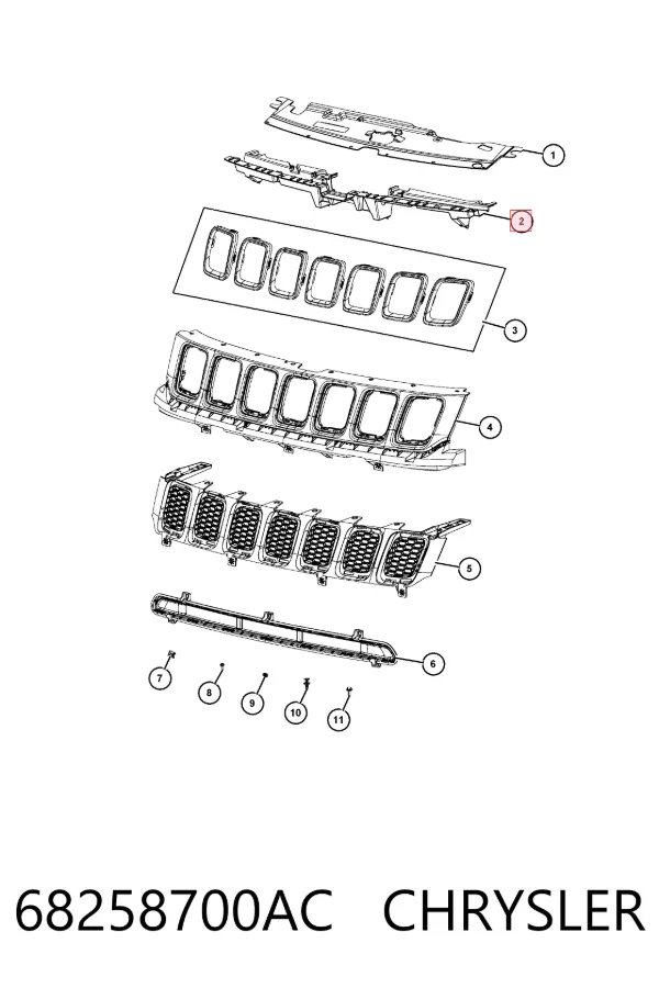 Кронштейн решітки радіатора 68258700AC Chrysler