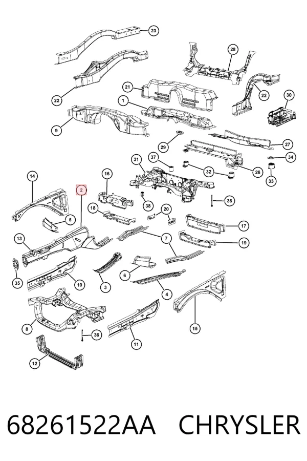 Лонжерон рами передній правий K68261522AA Fiat/Alfa/Lancia
