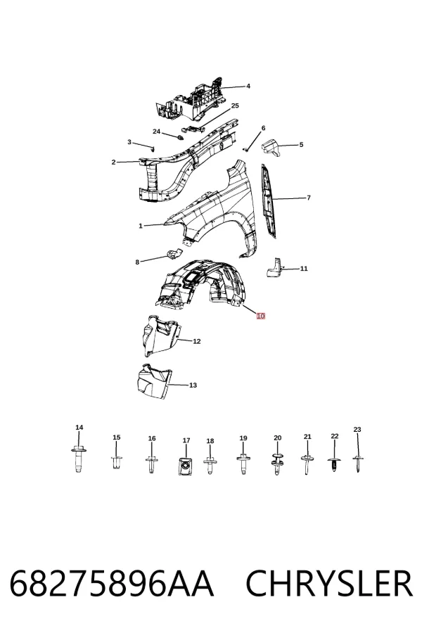 Підкрилок передній правий 68275896AA Chrysler