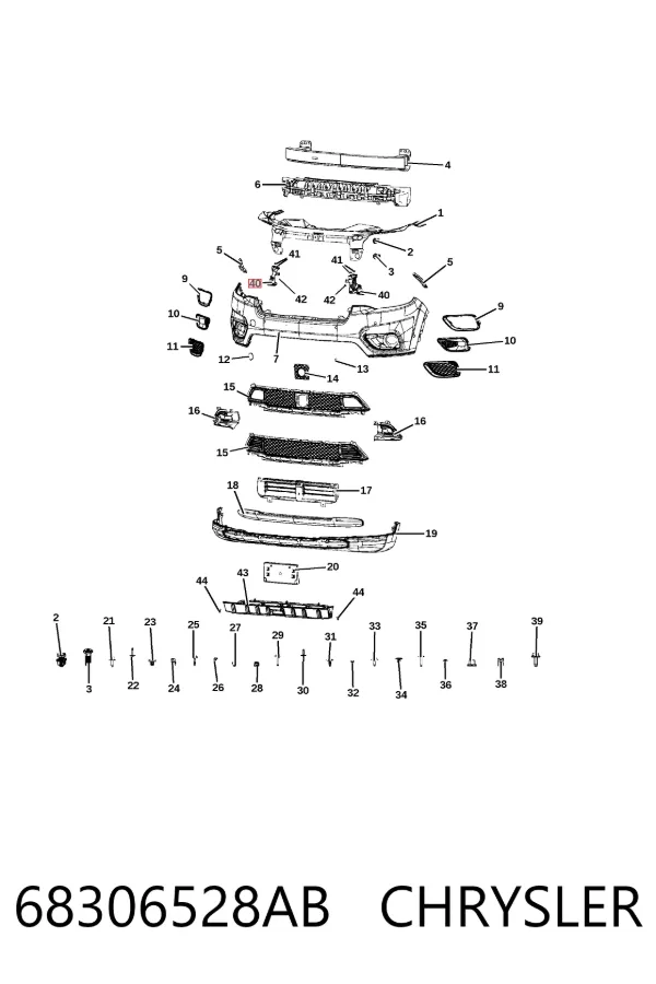 Кронштейн бампера переднього, правий 68306528AB Chrysler