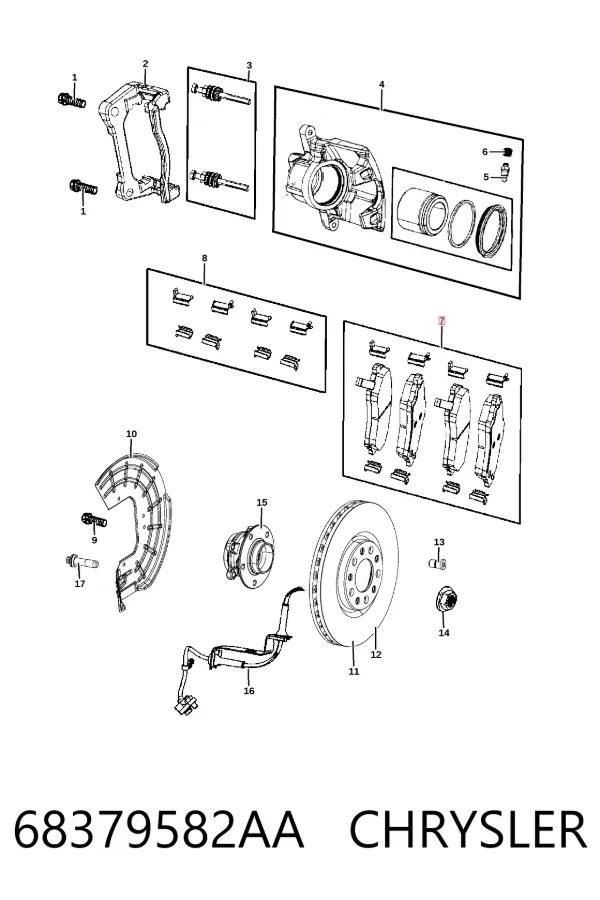 Передні тормозні колодки 68379582AA Chrysler