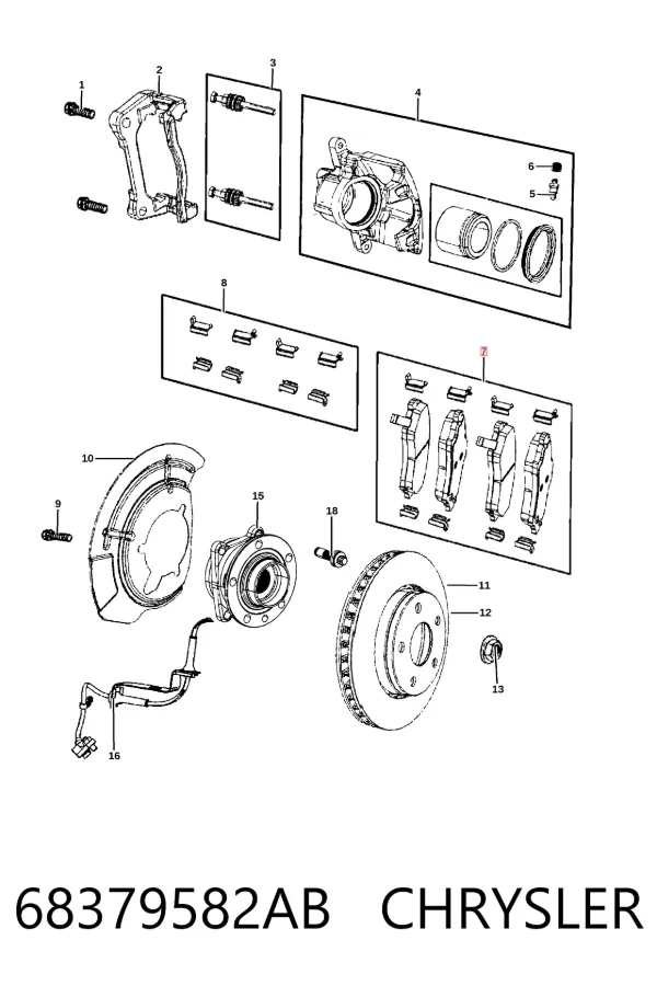 Передні тормозні колодки 68379582AB Chrysler