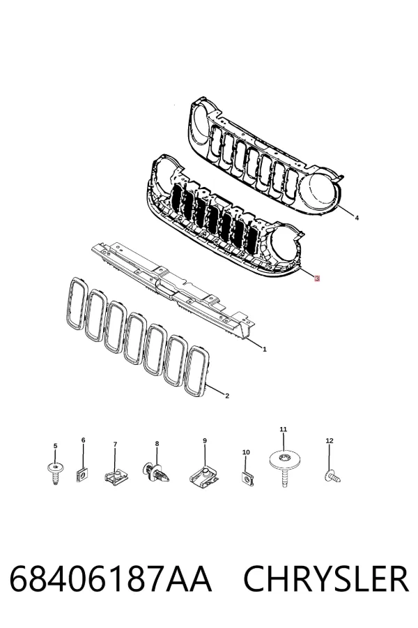 Решітка радіатора 68406187AA Chrysler