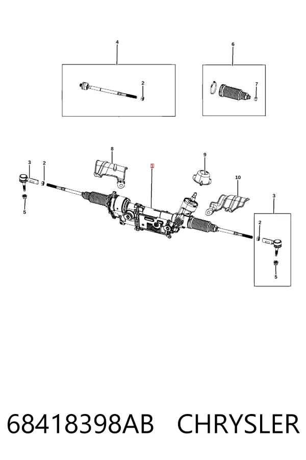 Рульова рейка 68418398AB Chrysler