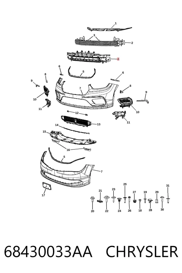 Абсорбер (наповнювач) бампера переднього 68430033AA Chrysler