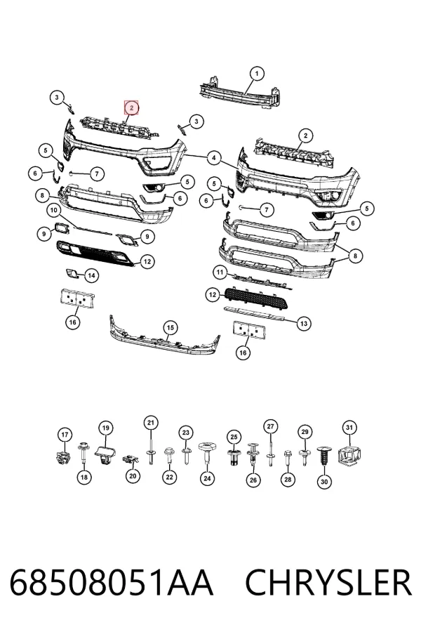 Абсорбер (наповнювач) бампера переднього 68508051AA Chrysler