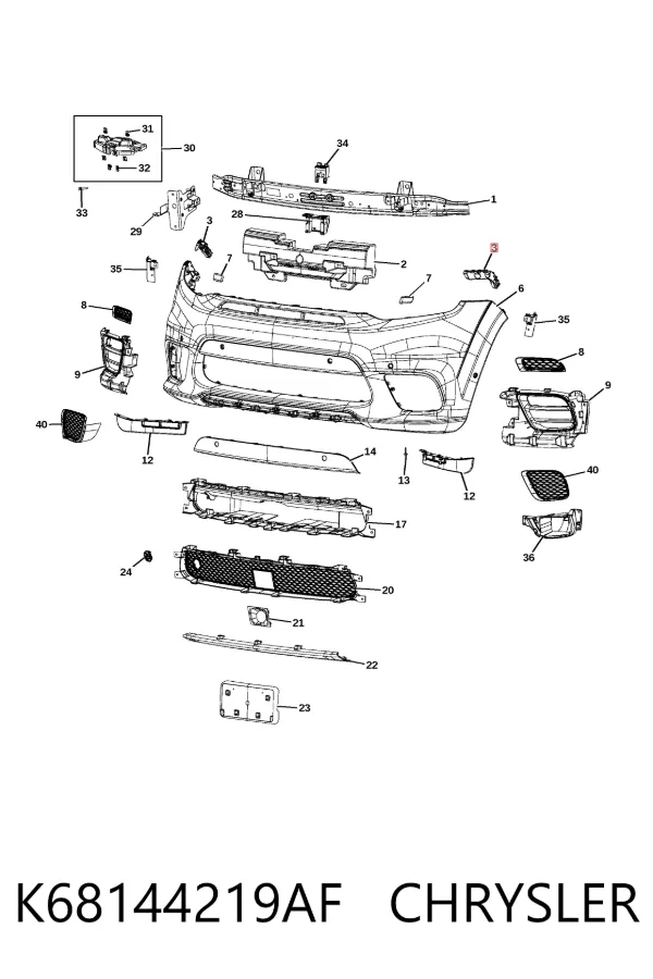 Кронштейн бампера переднього, лівий K68144219AF Chrysler