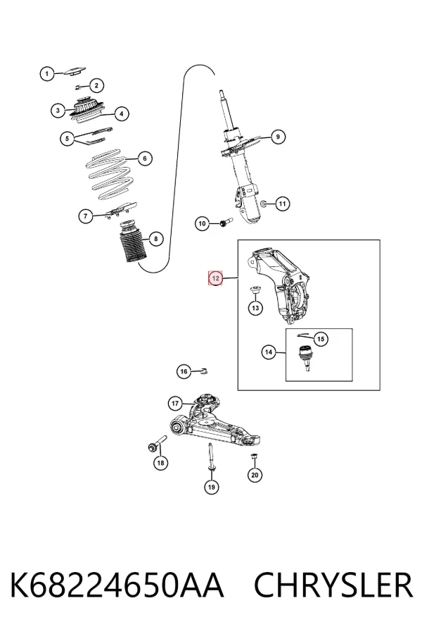 Кульова опора, нижня K68224650AA Chrysler