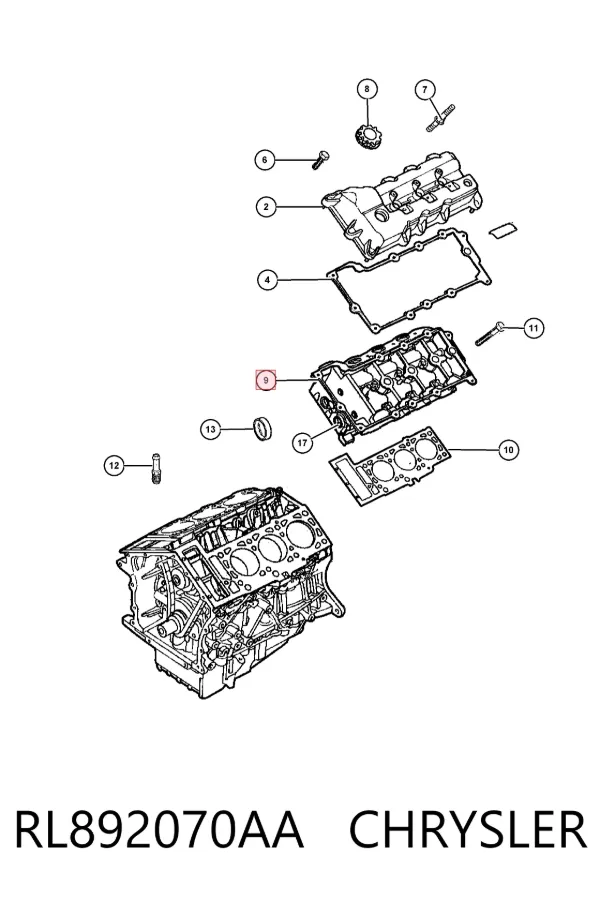Головка блока циліндрів (ГБЦ), ліва RL892070AA Chrysler