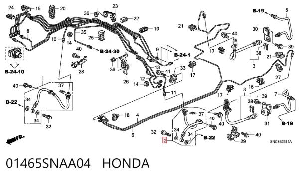 Шланг гальмівний передній, лівий 01465SNAA04 Honda