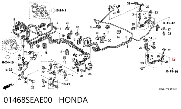 Шланг гальмівний задній, лівий 01468SEAE00 Honda