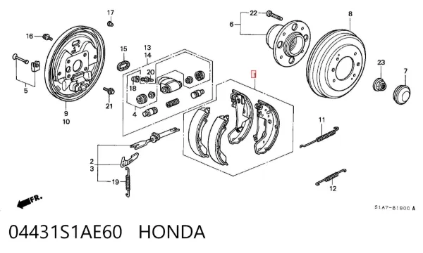 Колодки гальмові задні, барабанні 04431S1AE60 Honda