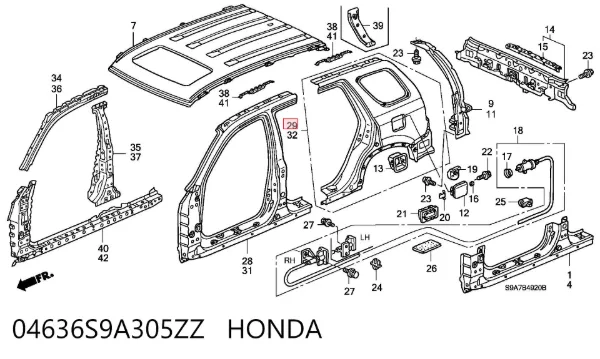 Крило заднє праве 04636S9A305ZZ Honda