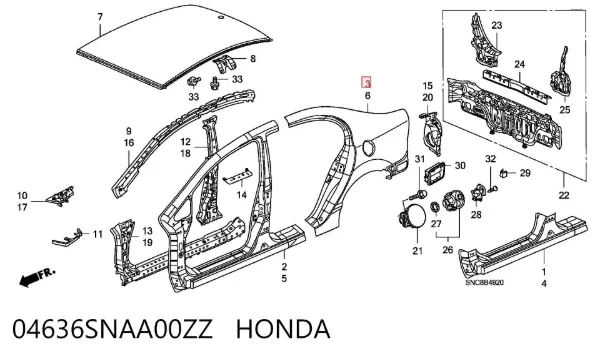 Крило заднє праве 04636SNAA00ZZ Honda