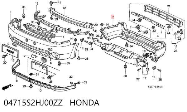 Задній бампер 04715S2HJ00ZZ Honda