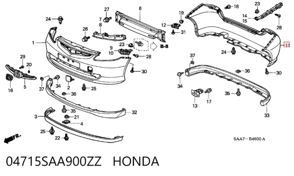 Задній бампер 04715SAA900ZZ Honda