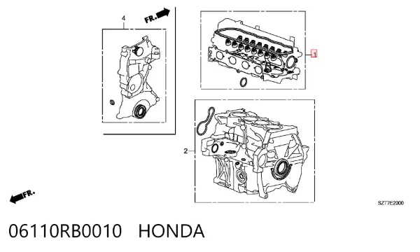 Комплект прокладок двигуна, верхній 06110RB0010 Honda
