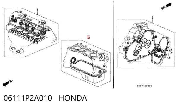 Комплект прокладок двигуна, нижній 06111P2A010 Honda