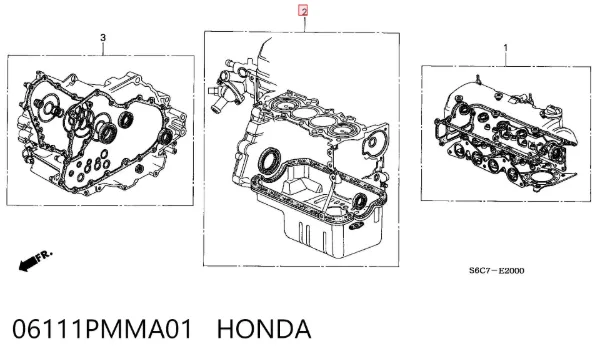 Комплект прокладок двигуна, нижній 06111PMMA01 Honda