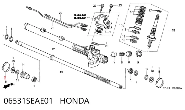 Ремкомплект рульової рейки 06531SEAE01 Honda