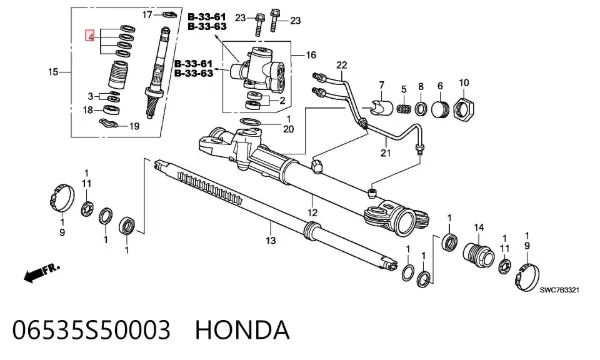 Сальник вала рульової рейки, комплект 06535S50003 Honda