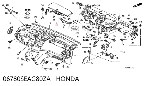 Подушка безпеки, пасажирська, AIRBAG 06780SEAG80ZA Honda
