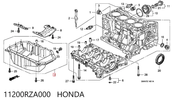 Піддон масляний картера двигуна 11200RZA000 Honda