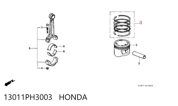 Кільця поршневі комплект на мотор, STD. 13011PH3003 Honda