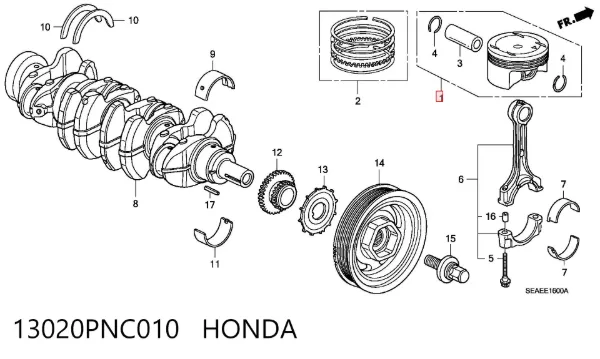 Поршень (комплект на мотор), STD 13020PNC010 Honda