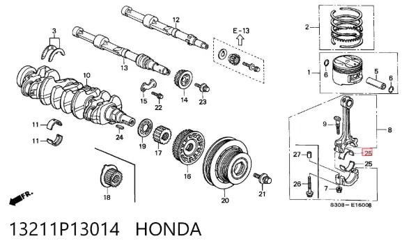 Вкладиші шатунні 13211P13014 Honda