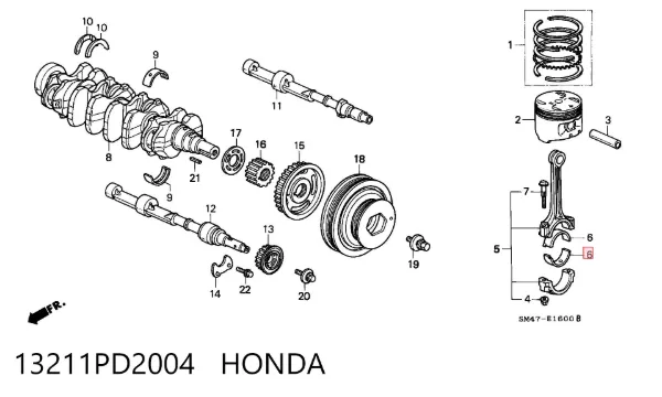 Вкладиші шатунні Honda Accord V
